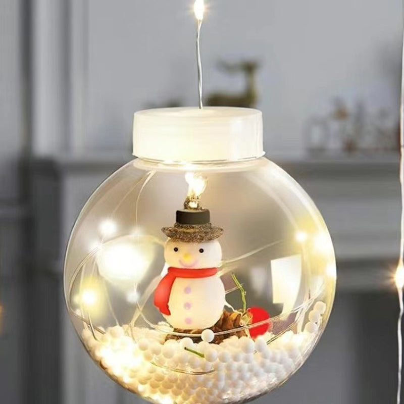 Modern LED Snowman and Christmas Tree Decoration with String Lights for Living Room