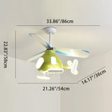 Modern Cartoon Helicopter Ceiling Fan with LED Light for Kids' Bedroom – Iron & Acrylic, Downrod Mount