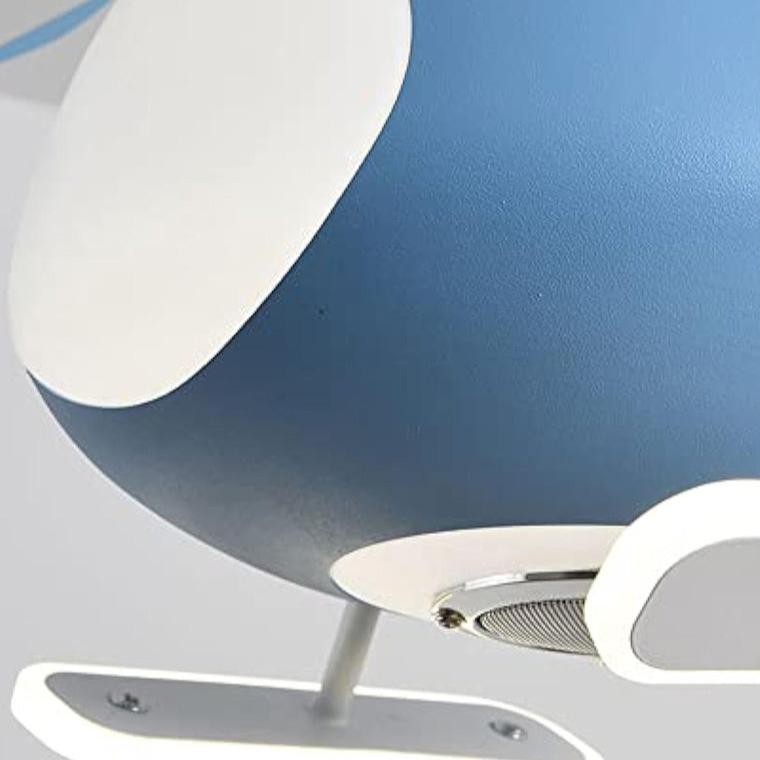Modern Cartoon Helicopter Ceiling Fan with LED Light for Kids' Bedroom – Iron & Acrylic, Downrod Mount