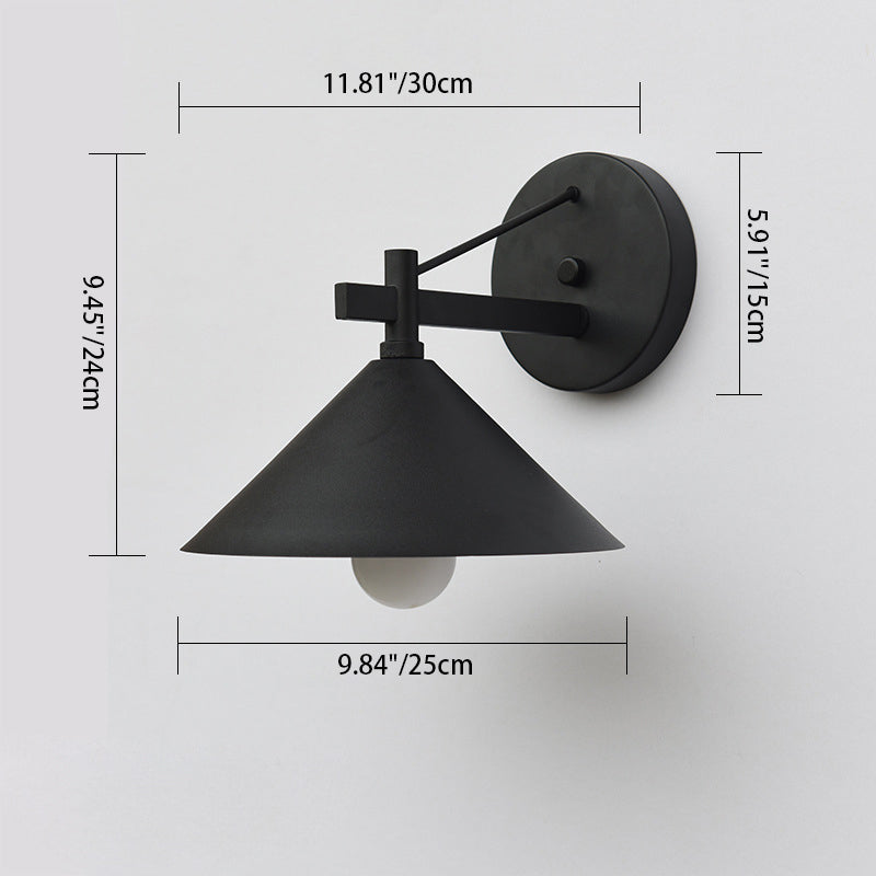 Modern Nordic Iron Geometric Cone Wall Sconce, 1-Light, Outdoor Waterproof Lamp for Garden