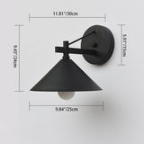 Modern Nordic Iron Geometric Cone Wall Sconce, 1-Light, Outdoor Waterproof Lamp for Garden