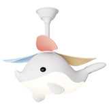 Contemporary Scandinavian Ceiling Fan with Cartoon Whale-Plane Design, Iron Frame, Acrylic Shade, ABS Blades, LED Light, Downrod – Ideal Bedroom Fixture