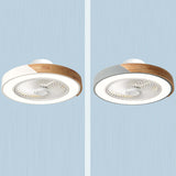 Contemporary Scandinavian Round Iron & Solid Wood LED Ceiling Fan Light - Silent Semi-Flush Mount for Bedroom