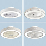 Contemporary Scandinavian Round Iron & Solid Wood LED Ceiling Fan Light - Silent Semi-Flush Mount for Bedroom