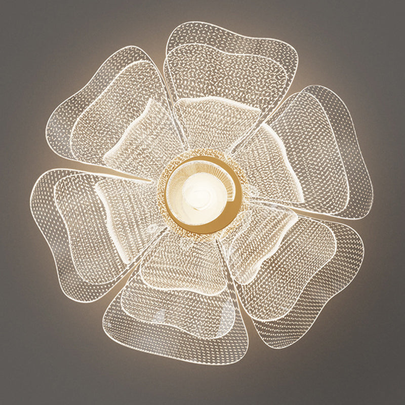 Modern Luxury Flower Petal Dome LED Ceiling Light – Iron & Acrylic, Flush Mount for Bedroom