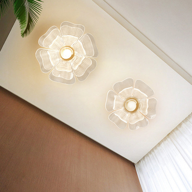 Modern Luxury Flower Petal Dome LED Ceiling Light – Iron & Acrylic, Flush Mount for Bedroom