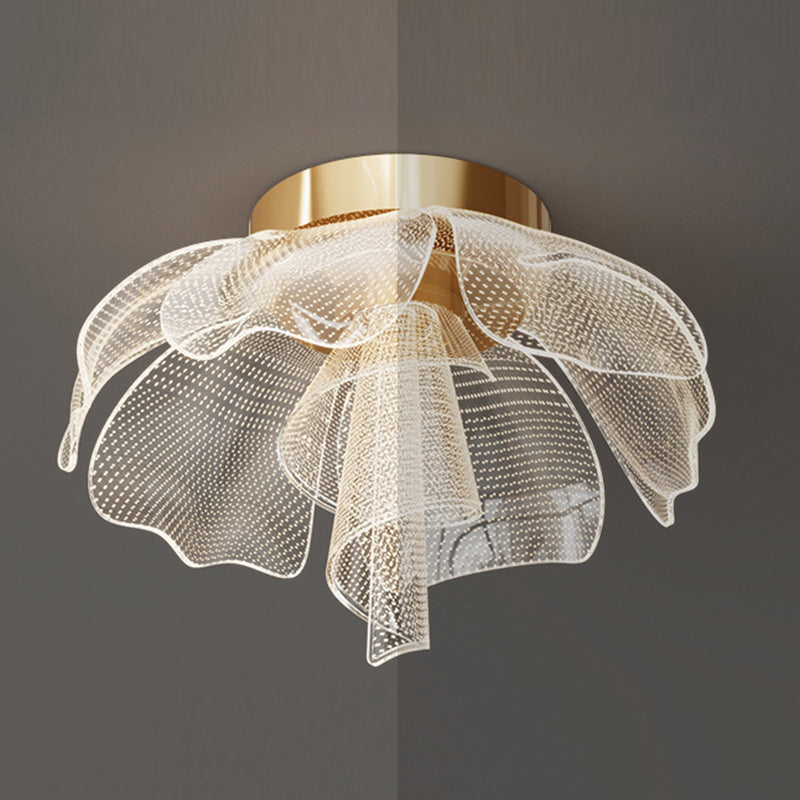 Modern Luxury Flower Petal Dome LED Ceiling Light – Iron & Acrylic, Flush Mount for Bedroom