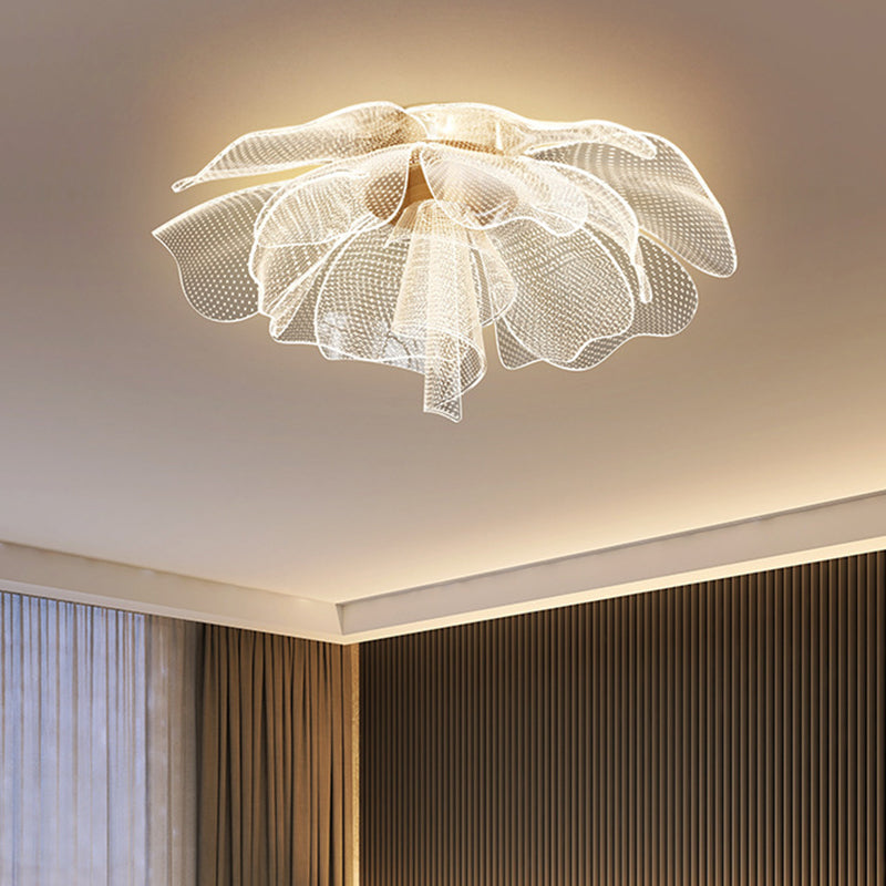 Modern Luxury Flower Petal Dome LED Ceiling Light – Iron & Acrylic, Flush Mount for Bedroom