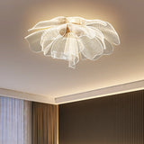 Modern Luxury Flower Petal Dome LED Ceiling Light – Iron & Acrylic, Flush Mount for Bedroom