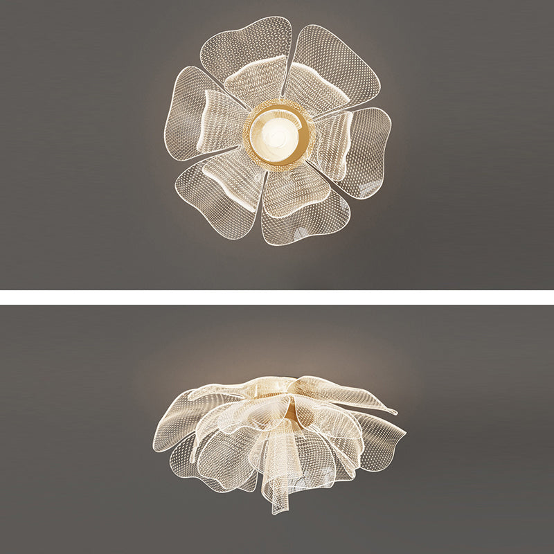 Modern Luxury Flower Petal Dome LED Ceiling Light – Iron & Acrylic, Flush Mount for Bedroom