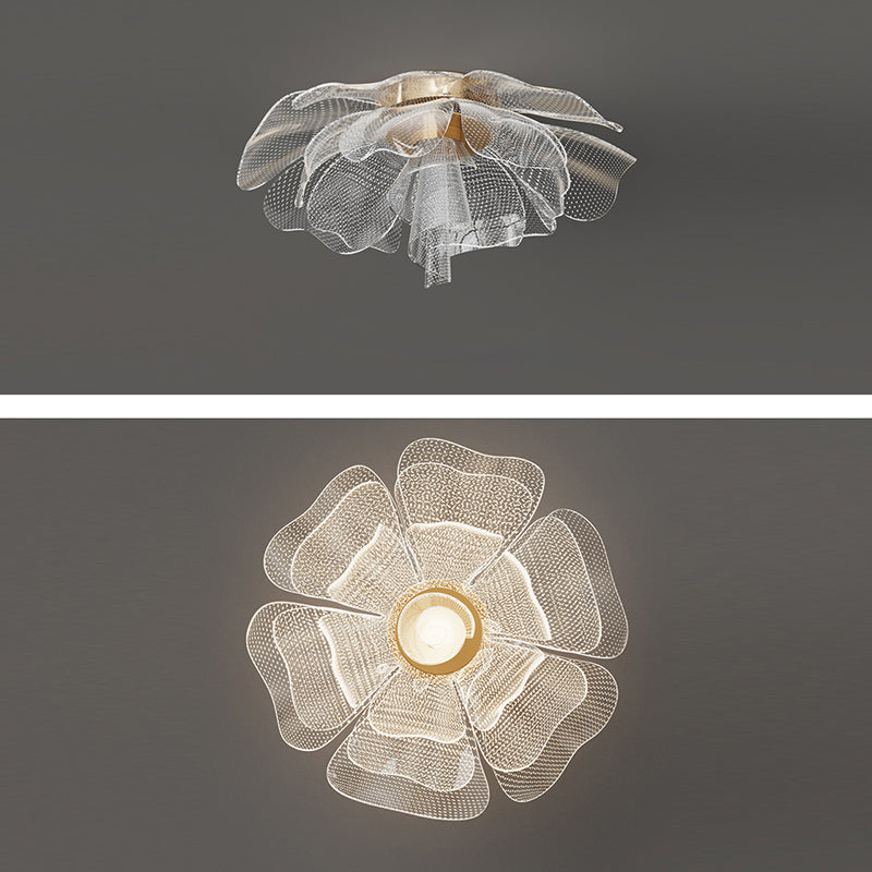 Modern Luxury Flower Petal Dome LED Ceiling Light – Iron & Acrylic, Flush Mount for Bedroom