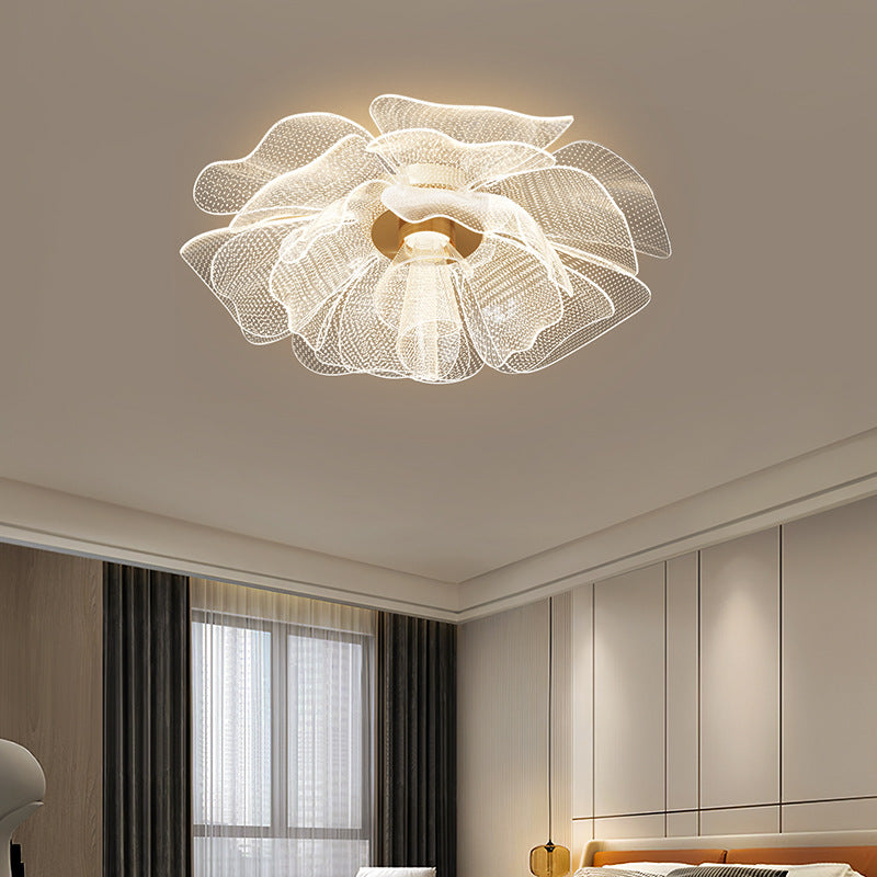 Modern Luxury Flower Petal Dome LED Ceiling Light – Iron & Acrylic, Flush Mount for Bedroom