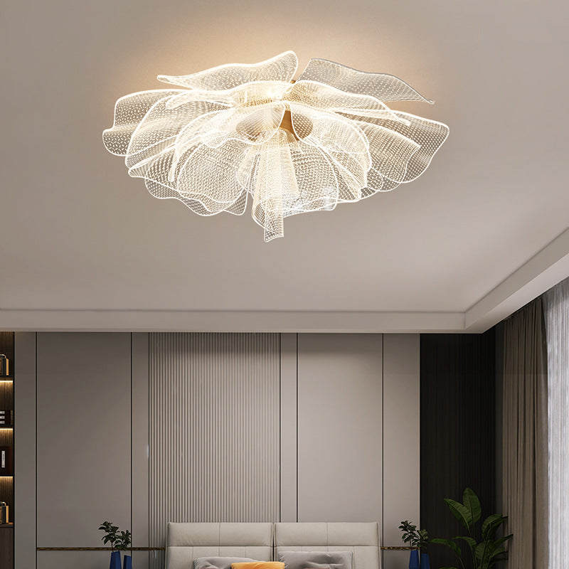 Modern Luxury Flower Petal Dome LED Ceiling Light – Iron & Acrylic, Flush Mount for Bedroom