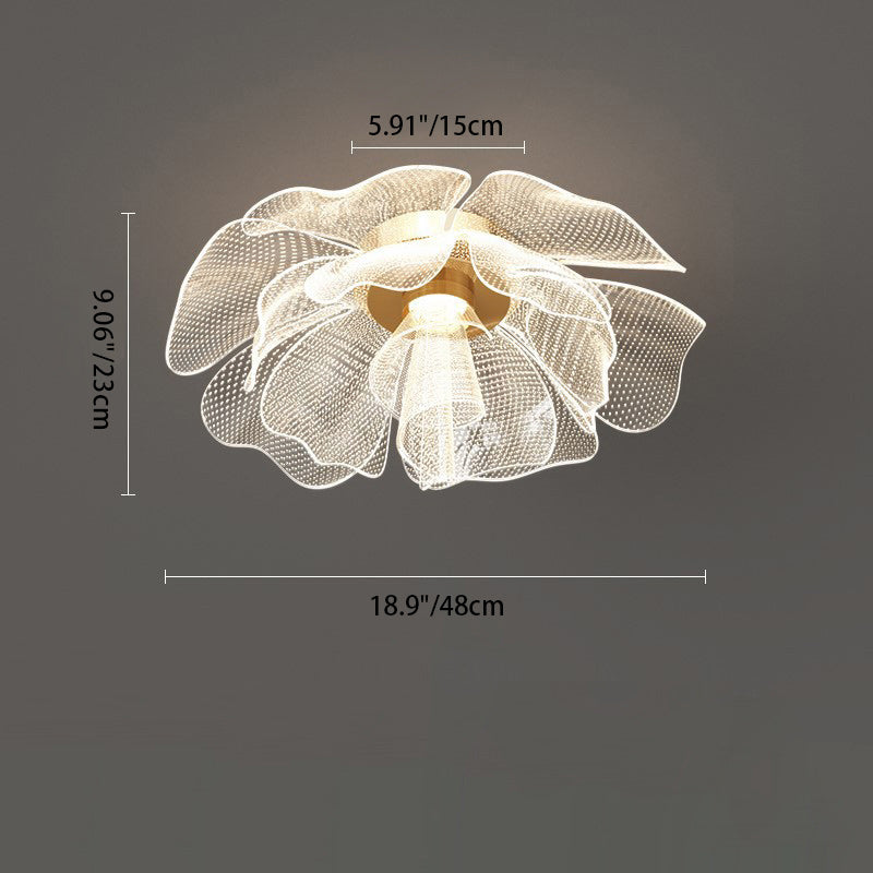 Modern Luxury Flower Petal Dome LED Ceiling Light – Iron & Acrylic, Flush Mount for Bedroom