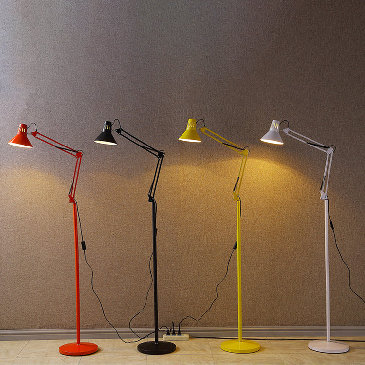Elegant Contemporary Scandinavian Floor Lamp with Retractable Swivel Round Iron, 1-Light Standing Lamp for Bedroom