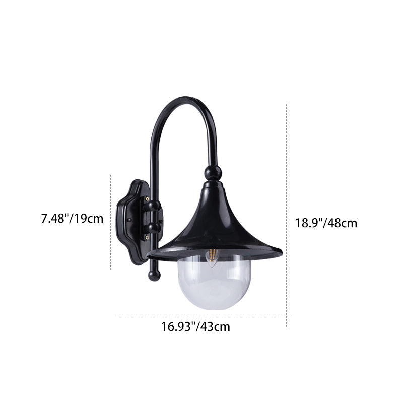 Contemporary Industrial Waterproof Horn-Shape Round Cone Wall Sconce – Aluminum & Acrylic 1-Light Outdoor Lamp