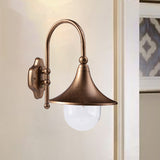 Contemporary Industrial Waterproof Horn-Shape Round Cone Wall Sconce – Aluminum & Acrylic 1-Light Outdoor Lamp