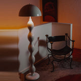 Contemporary Scandinavian Cream Mushroom Floor Lamp - Iron Semi-Circle, 1-Light Standing Lamp for Living Room