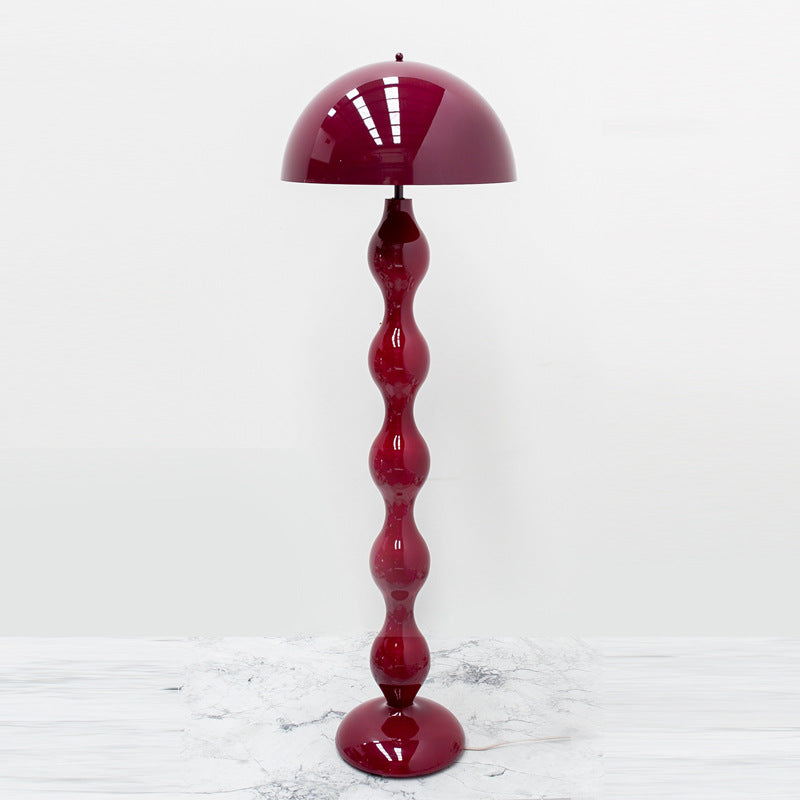 Contemporary Scandinavian Cream Mushroom Floor Lamp - Iron Semi-Circle, 1-Light Standing Lamp for Living Room