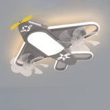 Airplane-Inspired Contemporary LED Flush Mount Ceiling Fan Light with Iron & Acrylic Finish for Bedroom