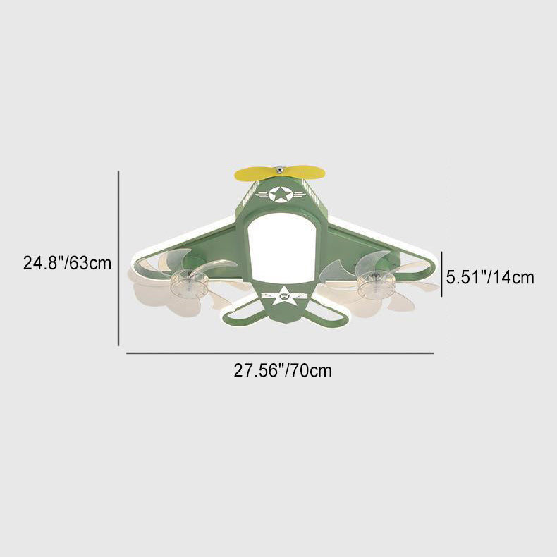 Airplane-Inspired Contemporary LED Flush Mount Ceiling Fan Light with Iron & Acrylic Finish for Bedroom