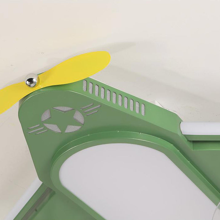 Airplane-Inspired Contemporary LED Flush Mount Ceiling Fan Light with Iron & Acrylic Finish for Bedroom
