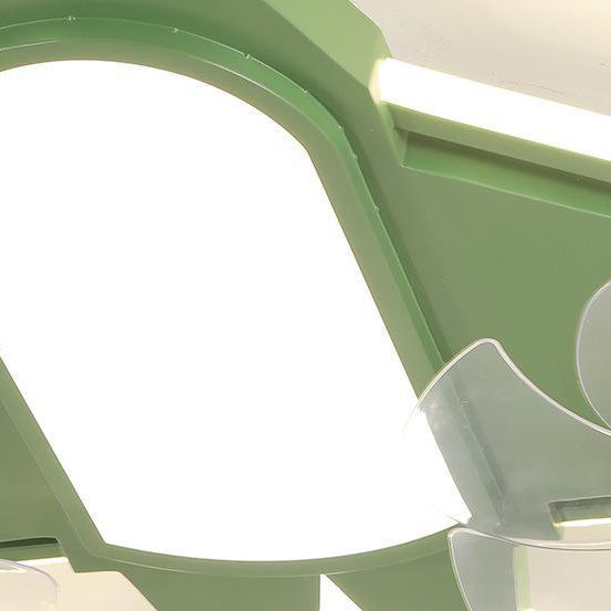 Airplane-Inspired Contemporary LED Flush Mount Ceiling Fan Light with Iron & Acrylic Finish for Bedroom