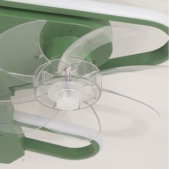 Airplane-Inspired Contemporary LED Flush Mount Ceiling Fan Light with Iron & Acrylic Finish for Bedroom