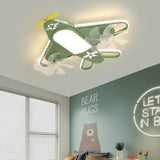 Airplane-Inspired Contemporary LED Flush Mount Ceiling Fan Light with Iron & Acrylic Finish for Bedroom