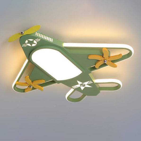 Airplane-Inspired Contemporary LED Flush Mount Ceiling Fan Light with Iron & Acrylic Finish for Bedroom