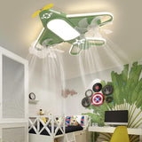 Airplane-Inspired Contemporary LED Flush Mount Ceiling Fan Light with Iron & Acrylic Finish for Bedroom