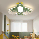 Airplane-Inspired Contemporary LED Flush Mount Ceiling Fan Light with Iron & Acrylic Finish for Bedroom