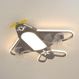 Airplane-Inspired Contemporary LED Flush Mount Ceiling Fan Light with Iron & Acrylic Finish for Bedroom