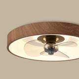 Modern Round Iron and Acrylic LED Flush Mount Ceiling Fan Light for Bedroom - Sleek, Space-Saving Fixture