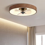 Modern Round Iron and Acrylic LED Flush Mount Ceiling Fan Light for Bedroom - Sleek, Space-Saving Fixture