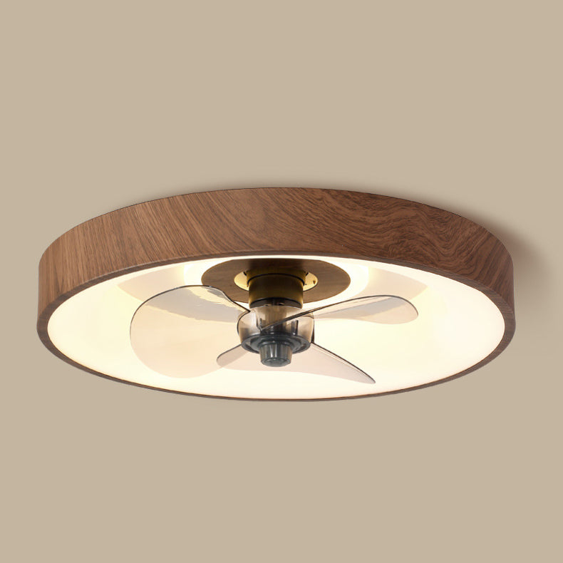 Modern Round Iron and Acrylic LED Flush Mount Ceiling Fan Light for Bedroom - Sleek, Space-Saving Fixture