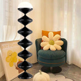 Modern Scandinavian Iron and Cream Round Acrylic 1-Light Floor Lamp – Sleek Free-Standing Bedroom Lighting