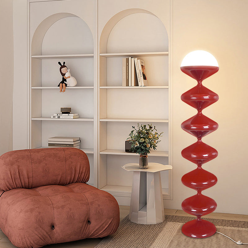 Modern Scandinavian Iron and Cream Round Acrylic 1-Light Floor Lamp – Sleek Free-Standing Bedroom Lighting
