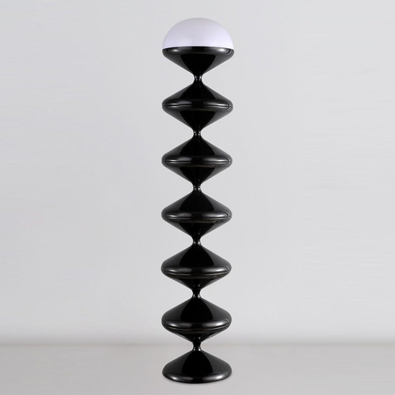 Modern Scandinavian Iron and Cream Round Acrylic 1-Light Floor Lamp – Sleek Free-Standing Bedroom Lighting