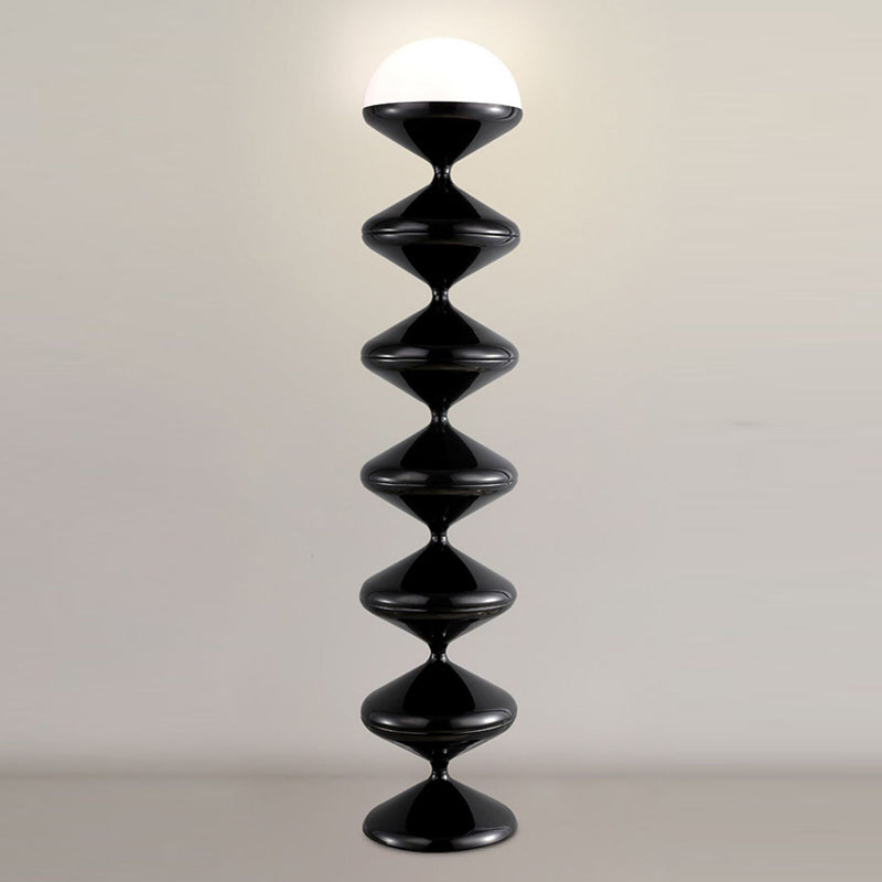 Modern Scandinavian Iron and Cream Round Acrylic 1-Light Floor Lamp – Sleek Free-Standing Bedroom Lighting