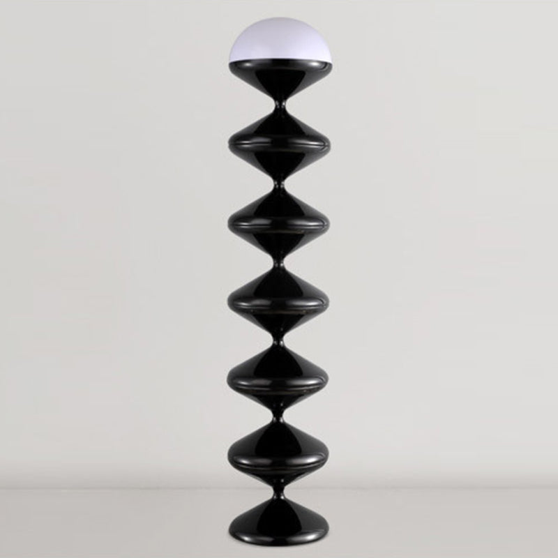Modern Scandinavian Iron and Cream Round Acrylic 1-Light Floor Lamp – Sleek Free-Standing Bedroom Lighting