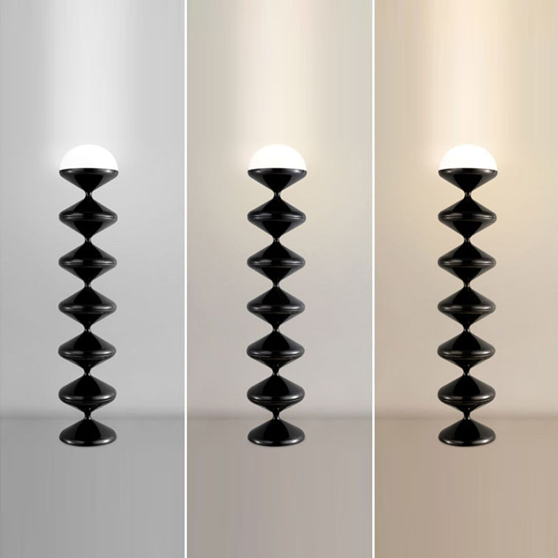 Modern Scandinavian Iron and Cream Round Acrylic 1-Light Floor Lamp – Sleek Free-Standing Bedroom Lighting