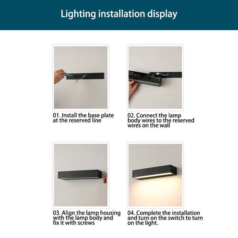 Sleek Modern Minimalist Rectangular LED Bar Wall Sconce – Waterproof Aluminum Garden Light