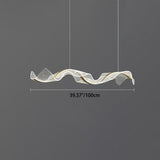 Modern Minimalist Wave-Bend LED Chandelier in Acrylic & Aluminum – Island Light for Living Room