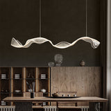 Modern Minimalist Wave-Bend LED Chandelier in Acrylic & Aluminum – Island Light for Living Room