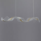 Modern Minimalist Wave-Bend LED Chandelier in Acrylic & Aluminum – Island Light for Living Room