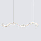 Modern Minimalist Wave-Bend LED Chandelier in Acrylic & Aluminum – Island Light for Living Room