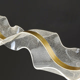 Modern Minimalist Wave-Bend LED Chandelier in Acrylic & Aluminum – Island Light for Living Room