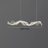 Modern Minimalist Wave-Bend LED Chandelier in Acrylic & Aluminum – Island Light for Living Room