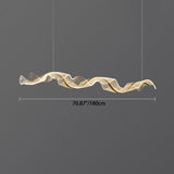 Modern Minimalist Wave-Bend LED Chandelier in Acrylic & Aluminum – Island Light for Living Room